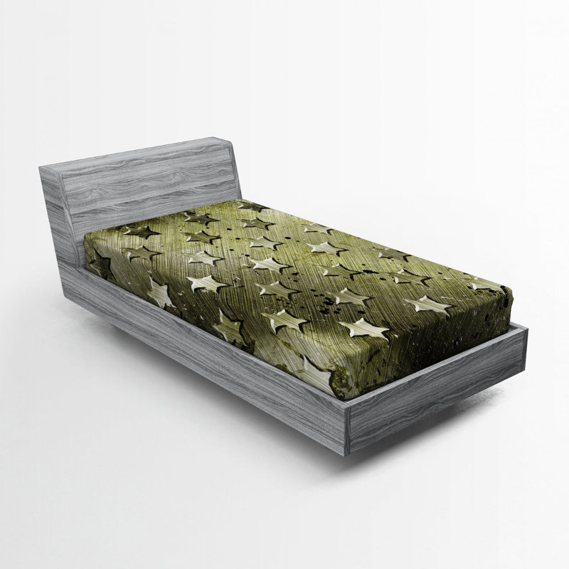 Grunge Microfiber Geometric Fitted Sheet, Twin Fitted Sheet