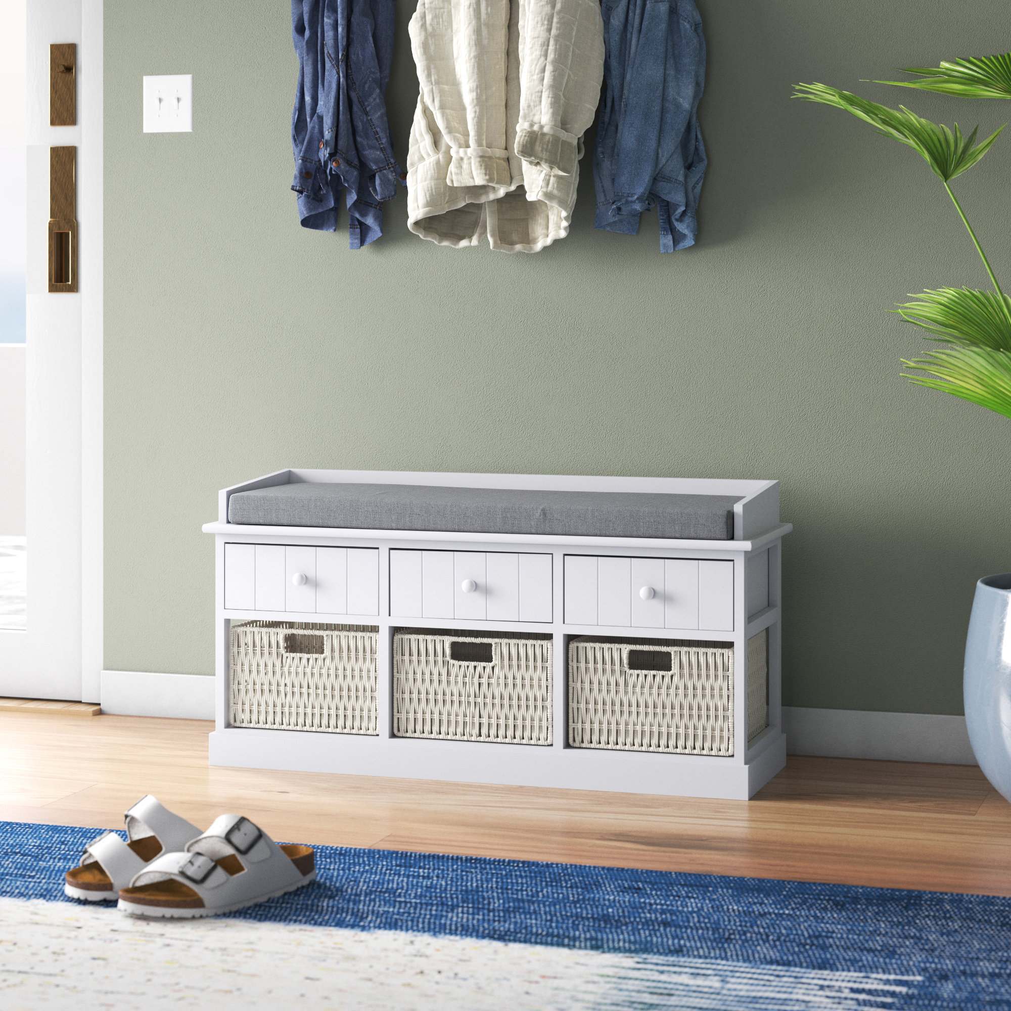 Coastal bench with deals storage