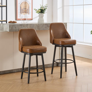 Swivel Counter Stool & Bar Stool with Switchable Legs (Set of 2)