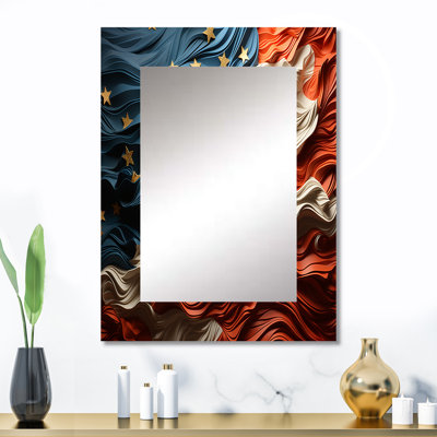 Drapeau moderne des États-Unis II - miroir mural, miroir décoratif traditionnel, art imprimé en métal