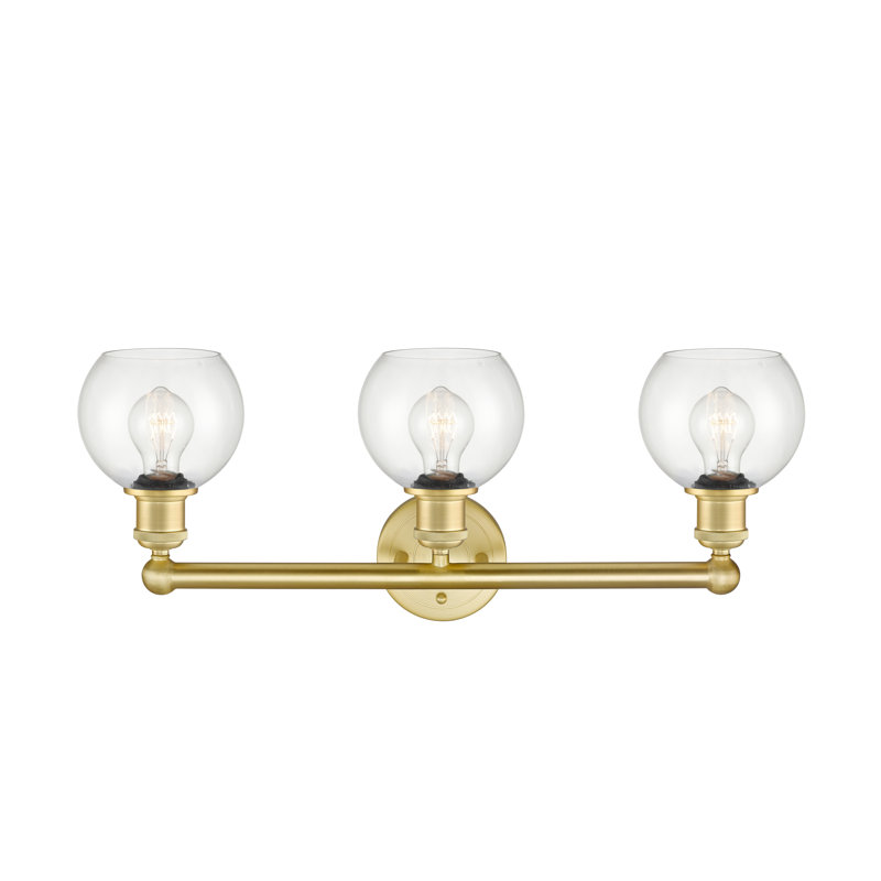 Éclairage pour salle de bain 3 lumières à intensité variable, Transparent, Or satiné, H 10,63 po x l 24 po x P 7,5 po