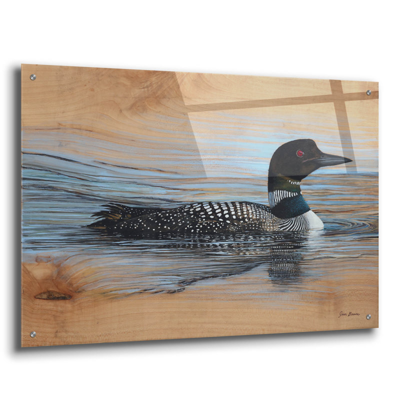  «Loon Reflection» par Jim Brune, art mural en verre acrylique, 36 po x 24 po