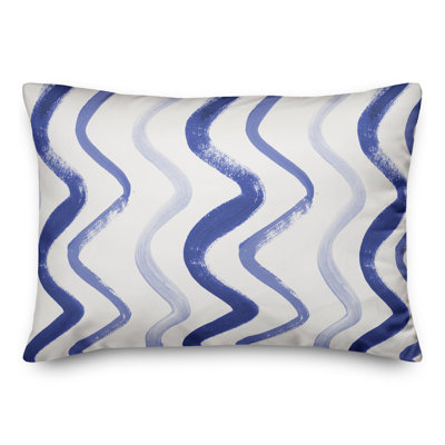 Coussin extérieur bleu et brun Squiggles
