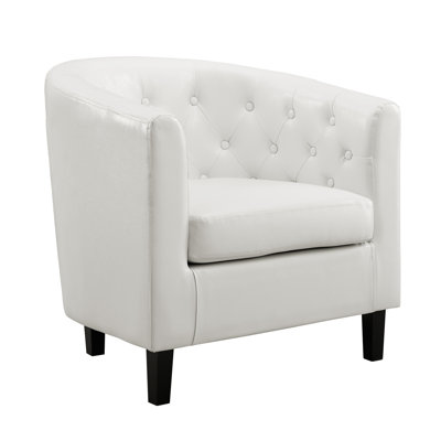 Fauteuil demi-tonneau rembourré Engelhardt, fauteuil d'appoint capitonné, fauteuil demi-tonneau d'appoint en similicuir, salon