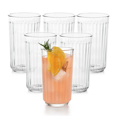 Libbey Paneled Tumbler Drinking Glasses, 17 Ounce