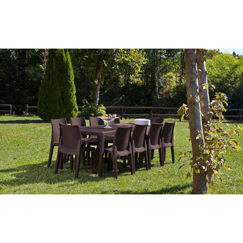 Shailene Extendable Rattan Dining Table, Brown