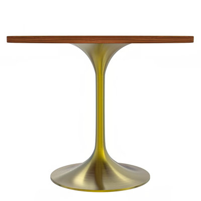 Heatherton 36" Round Dining Table with MDF Top and Gold Stainless Steel Pedestal Base Kitchen Table Seats 2-4 Person