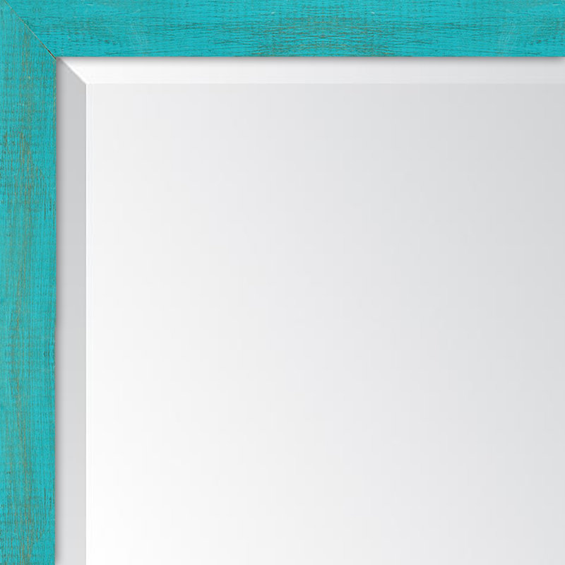 Broadway Wood Flat Wall Mirror, 39" H x 27" W, Turquoise