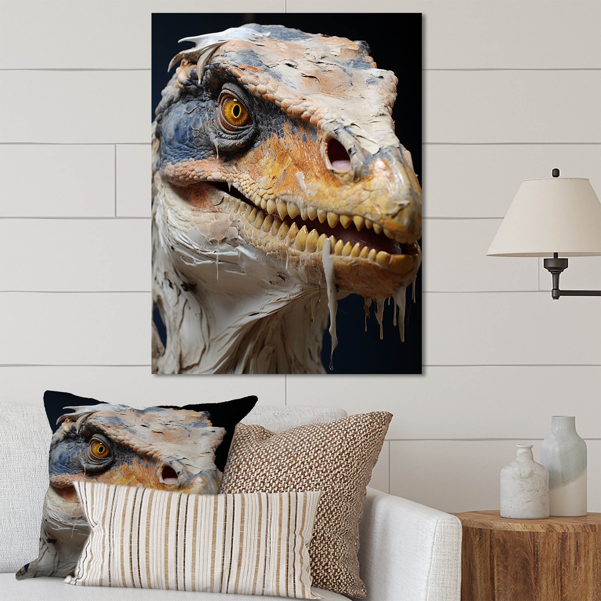 Trinx Grey Velociraptor In Jungle - Dinosaurmetal Wall Art | Wayfair