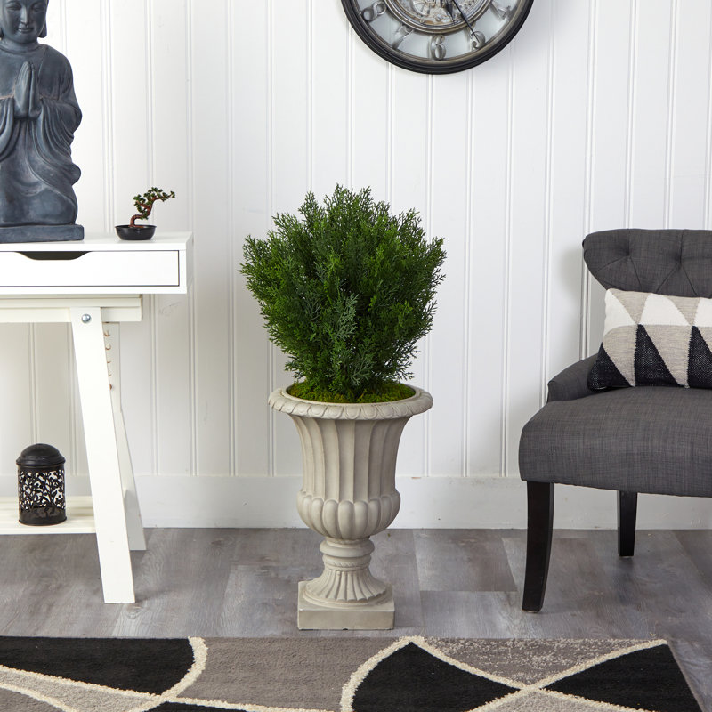 39'' Faux Cedar Plant in Stone Urn