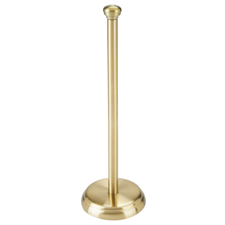 mDesign Steel Free Standing Toilet Paper Holder Stand and Dispenser - Brass