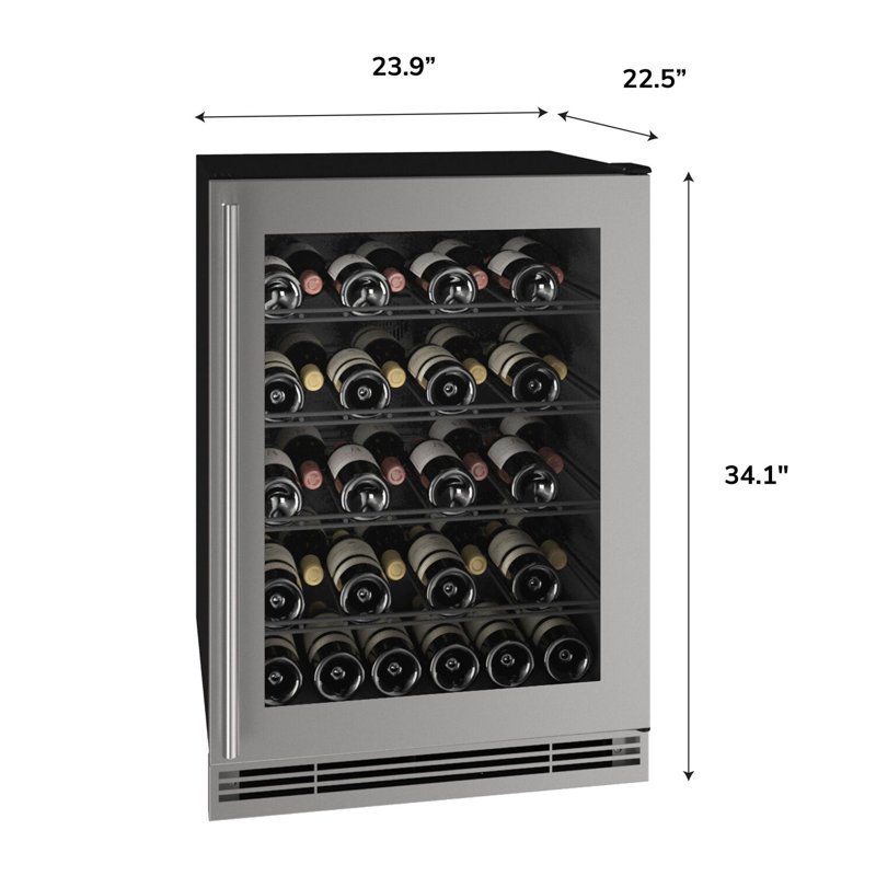 U-Line Single Zone 24'' Built-In 38 Bottle Wine Refrigerator with Reversible Door