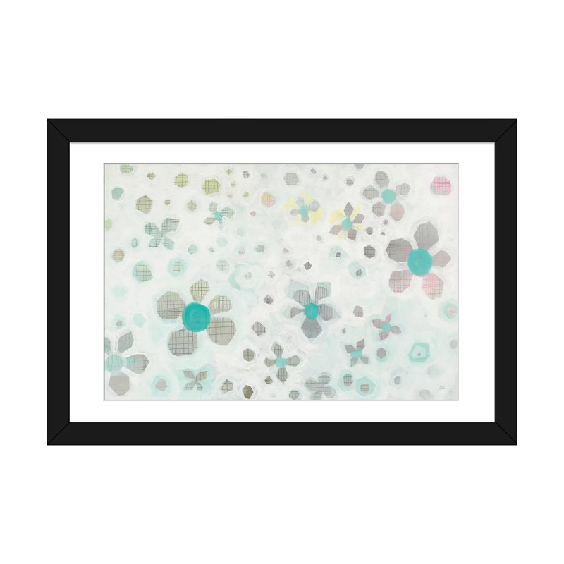 « graph fleuris », impression sur toile, Papier d'art encadré noir, Blanc, H 24 po x l 32 po x P 1 po
