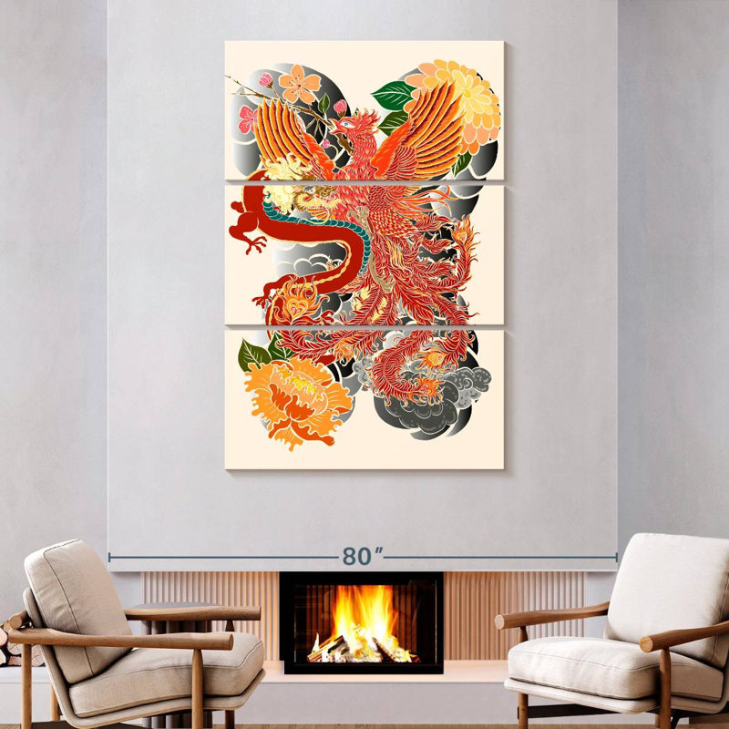 Brampt Dragon And Phoenix, 74" H x 48" W