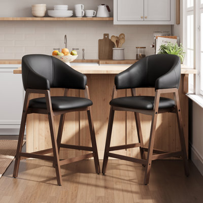 Upholstered Solid Wood Bar Stool Counter Stool