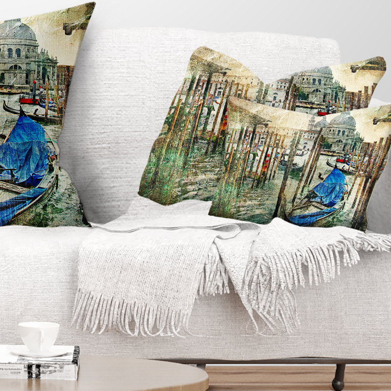 Paysage magnifique coussin de Venise, 12 po x 20 po, Rectangulaire