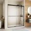 50-54" W x 70" H Framed Shower Door Double Sliding Door with 1/4" (6mm) Clear Tempered Glass, 2 Towel Bars for Walk-in Bathroom, Matte Black Finish Shower Doors, Reversible Installation-98666123