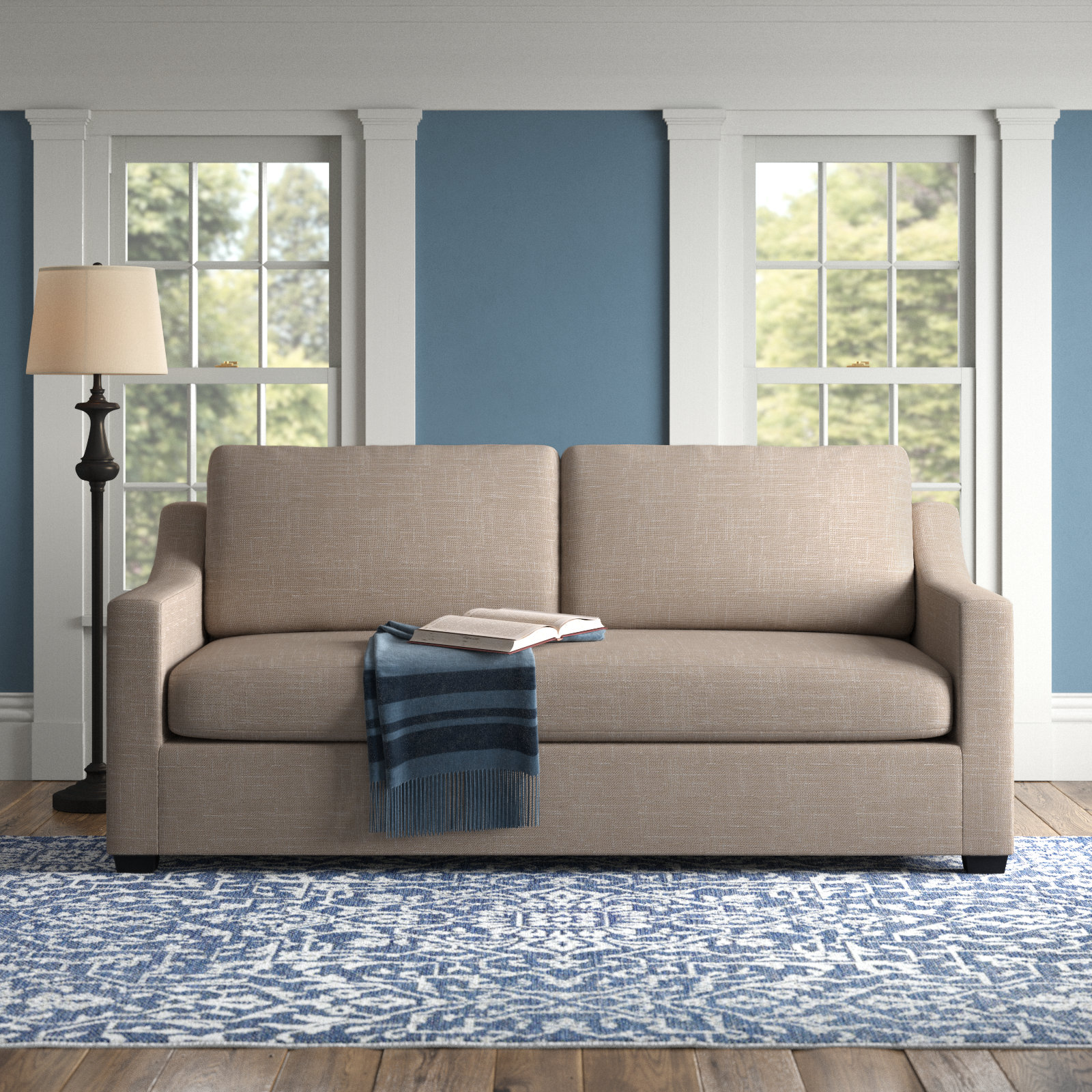 Cranbrook 88'' Upholstered Sofa, Lena Sand Performance Linen Blend