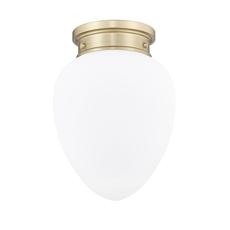 Jevone Glass Flush Mount, 13.5" H x 10" W x 10" D, Modern Gold