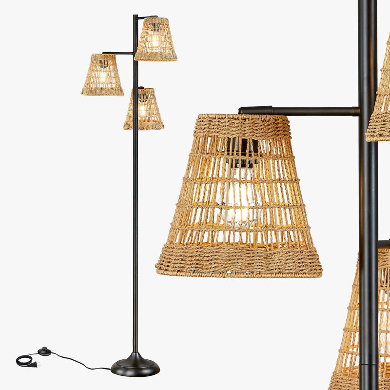 72.25'' Traditional Rattan Tree Floor Lamp