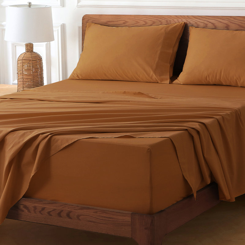 Ensemble de draps 100% coton Hyprest avec poche très profonde de 18 à 24 po, Ensemble de draps pour très grand lit avec 4 piè