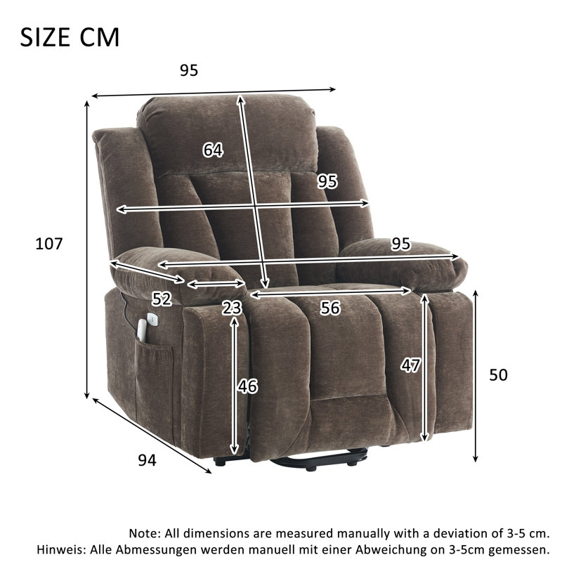 Upholstered Recliner With Cup Holders, Brown