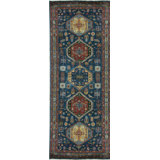 Hand-Knotted High-Quality Blue and Light Blue Runner