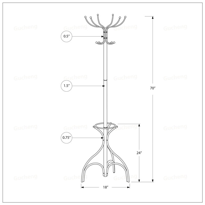 Classic Free Standing Coat Rack With 12 Hooks And Umbrella Holder, Ideal For Entryway And Bedroom Organization, Black