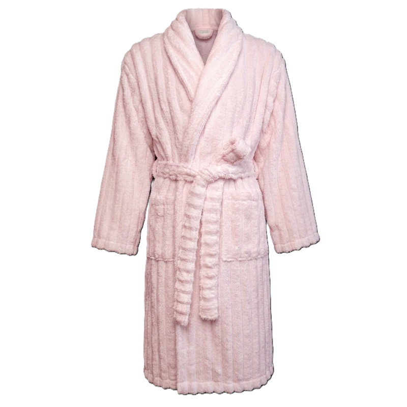 ROBE DE BAIN EN COTON TEXTURÉ WAVY PLUSH PILE - 400 GSM, M / L, Pink