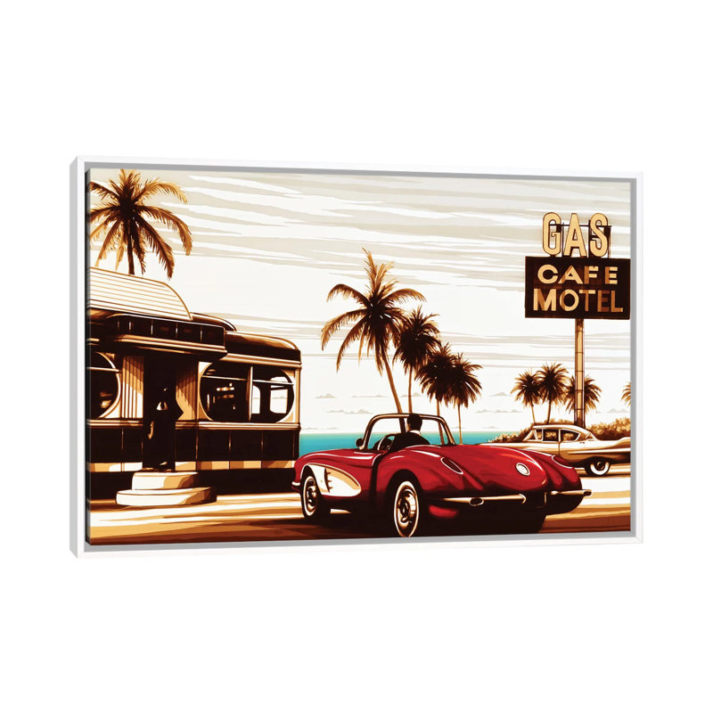 Diner By The Sea by Max Zorn - Print on Canvas, White Framed, 101.6 cm H x 66.04 cm W