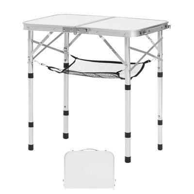 Table de camping pliante Arlmont & Co., aluminium et panneau de fibres à densité moyenne