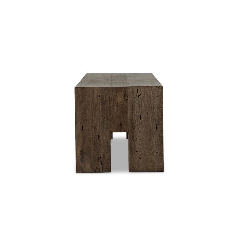 Abaso Solid Wood Dining Bench, Ebony Rustic Wormwood Oak