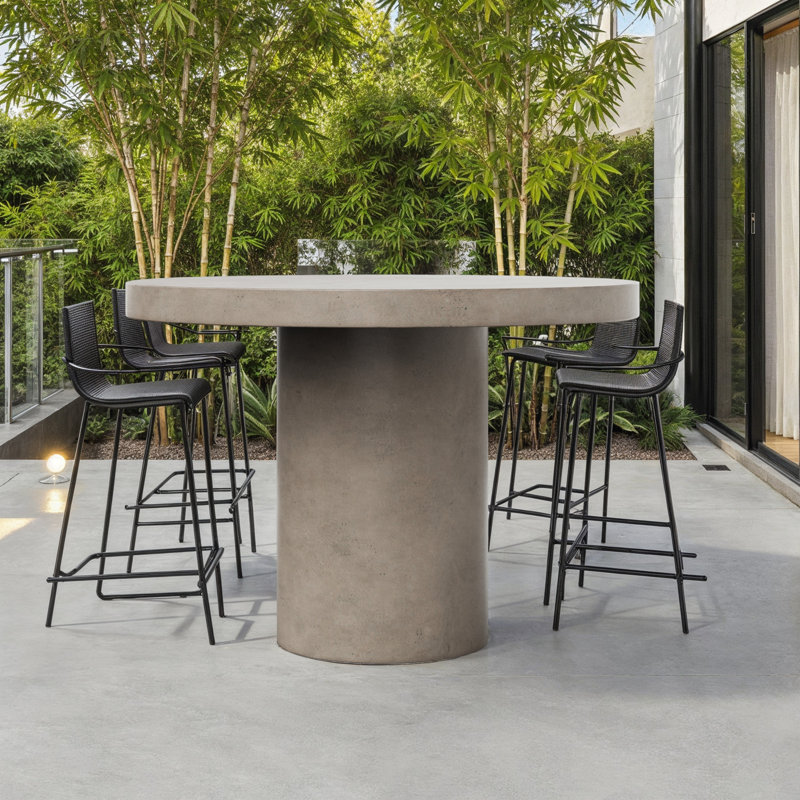 Table de salle à manger Kareen, Gris foncé, Rond 60 po  , Table de bar (hauteur 41,75 po)