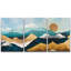 Bleu sarcelle or géométrique montagne pastel nature paysage moderne zen 3 pièces-94434530-94434529