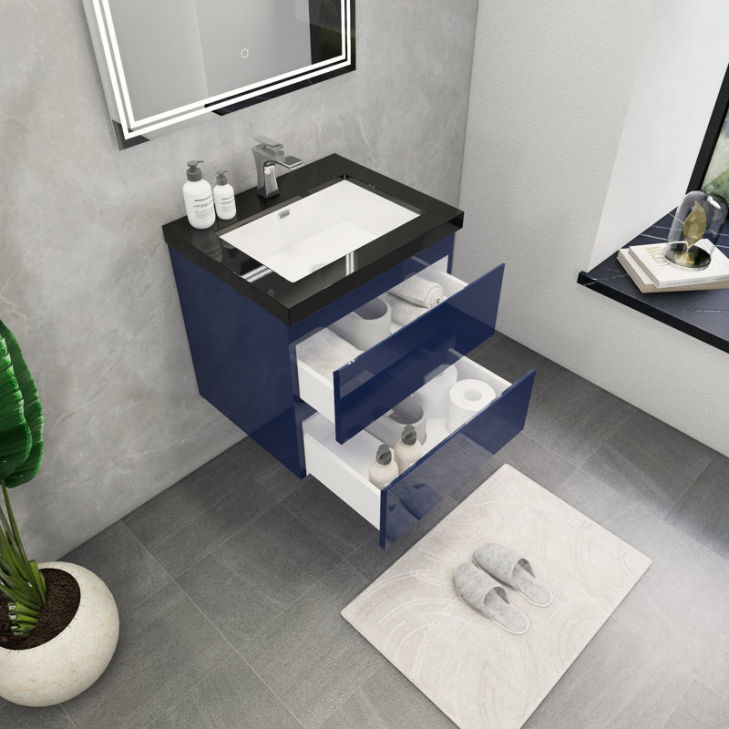 McConnico 23.5'' Single Bathroom Vanity with Acrylic Top, Glossy Blue
