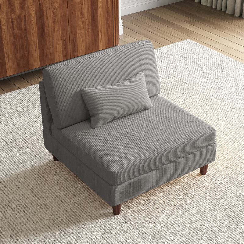 Mordecai 95Cm Wide Corner Wedge, Light Grey Corduroy