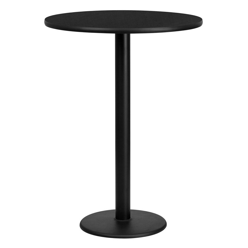Elegant 42" Black Laminate Pub Table Set with 4 Cherry Wood Metal Barstools