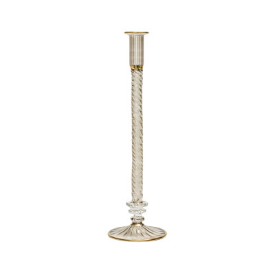 F2023 14'' H Glass Tabletop Candlestick
