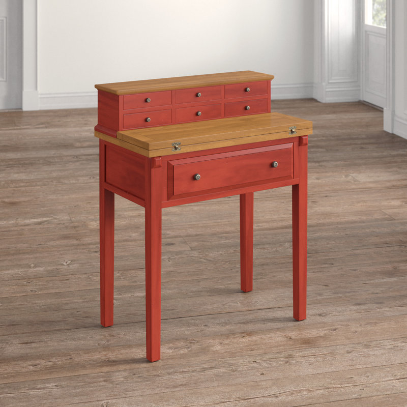 Bureau avec bahut Allizae, Rouge égyptien / chêne