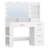 Vanity Desk with Large HD Mirror, Makeup Vanity with Led Lights, Dressing Table with Power Strip, 6 Storage Shelves, 5 Drawers and Side Open Storage, Simple, White