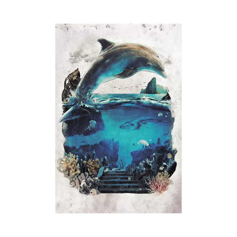 Dolphin Surreal by Barrett Biggers - Wrapped Canvas Print, 101.6 cm H x 66.04 cm W x 3.175 cm D