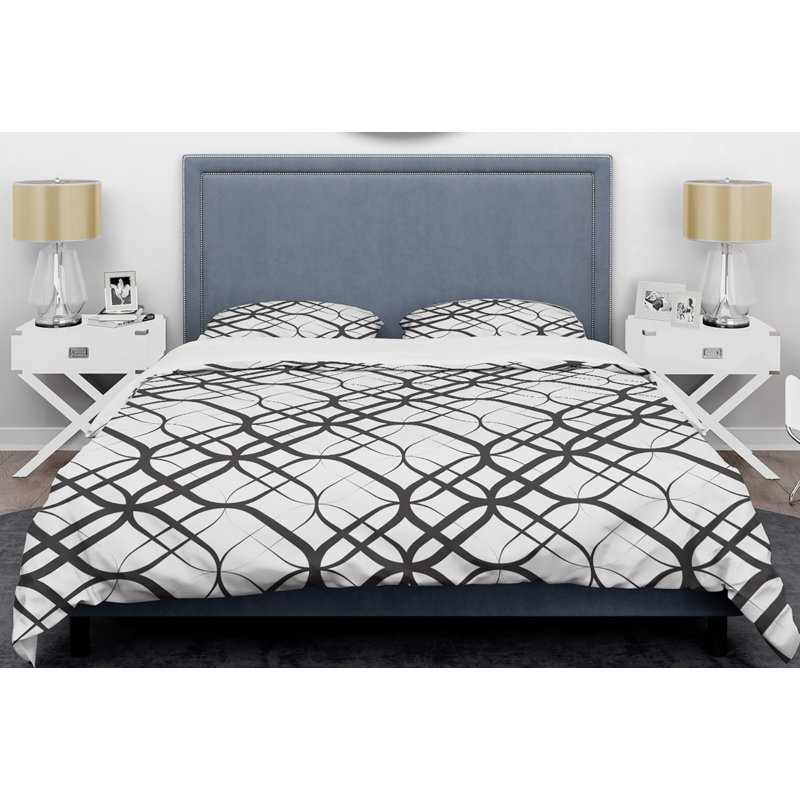 Ensemble de housse de couette monochrome III Mid-Century, Housse de couette double / grand et 2 taies décor
