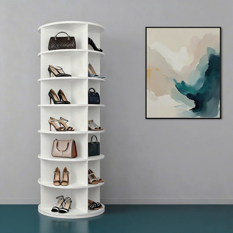 Étagère à chaussures rotative à 7 niveaux, présentoir à chaussures tournantes