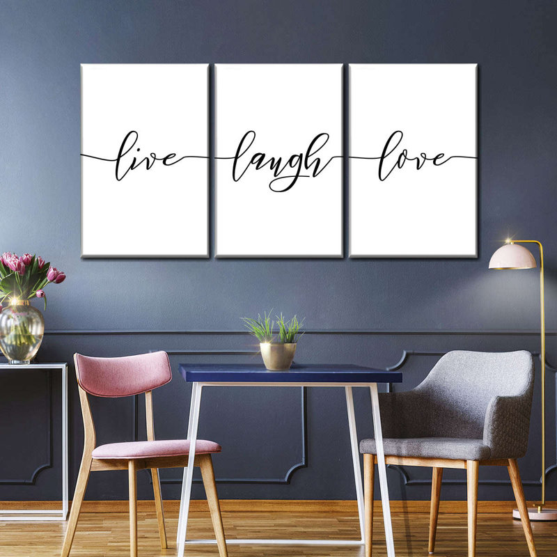 «Love Typographie Live Laugh Love», ensemble de 3 pièces sur toile, H 18 po x l 38 po x P 1,25 po