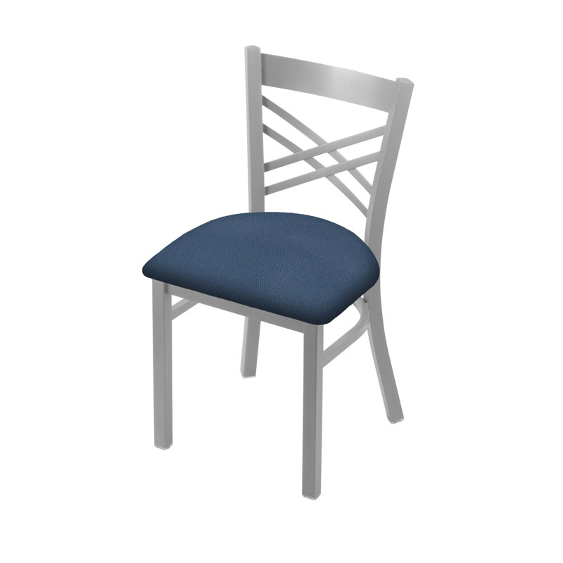 Catalina 18'' H Upholstered Metal Side Chair, Anodized Nickel, Vinyl-Rein Bay