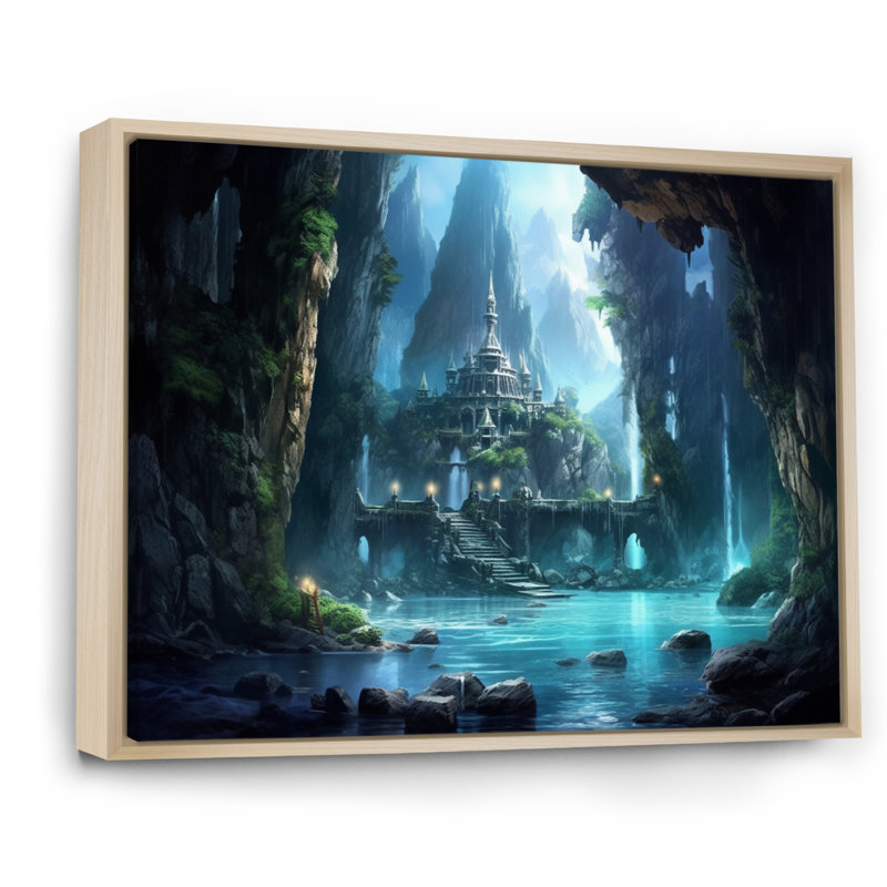 Château caché sur toile, H 12 po x l 20 po x P 1 po, Cadre naturel flottant