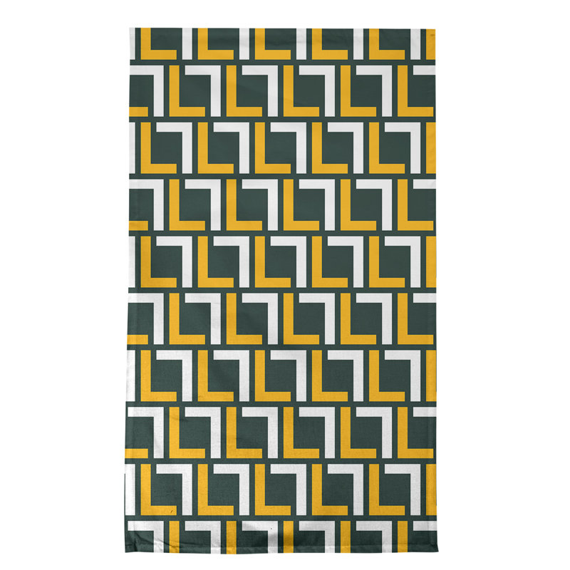 Torchon Green Bay, Vert foncé / or / blanc, polyester