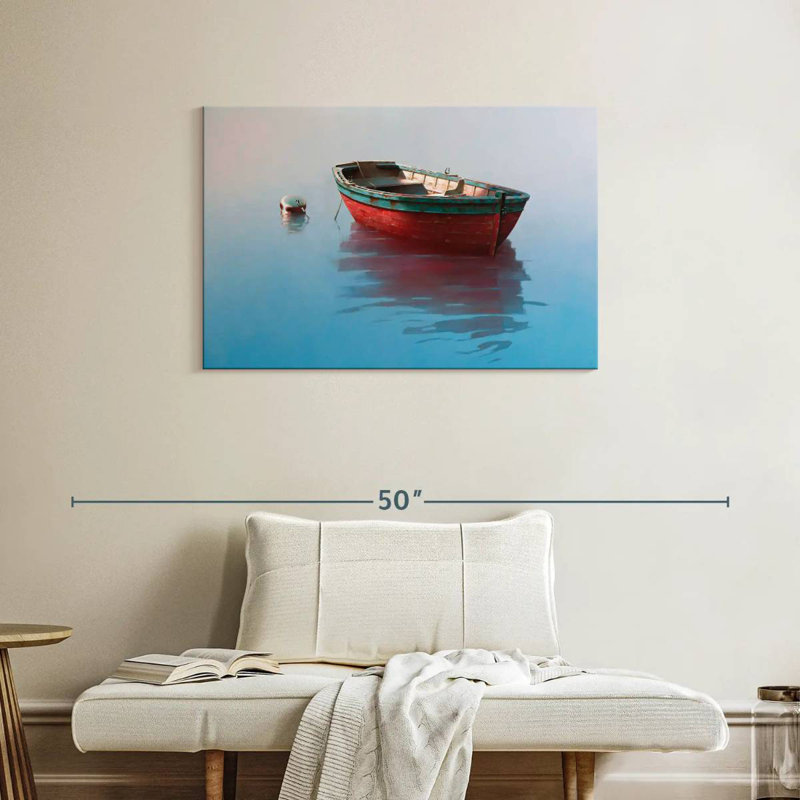 Mehar Red Rowboat On Calm Waters