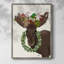 «Christmas Moose and Christmas Gift», reproduction encadrée - bois massif-77283636