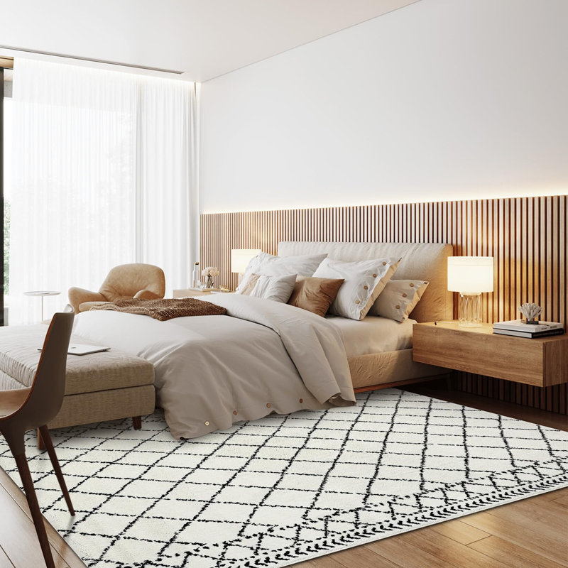 Très grand tapis moelleux moderne, Rectangle 9 pi x 12 pi